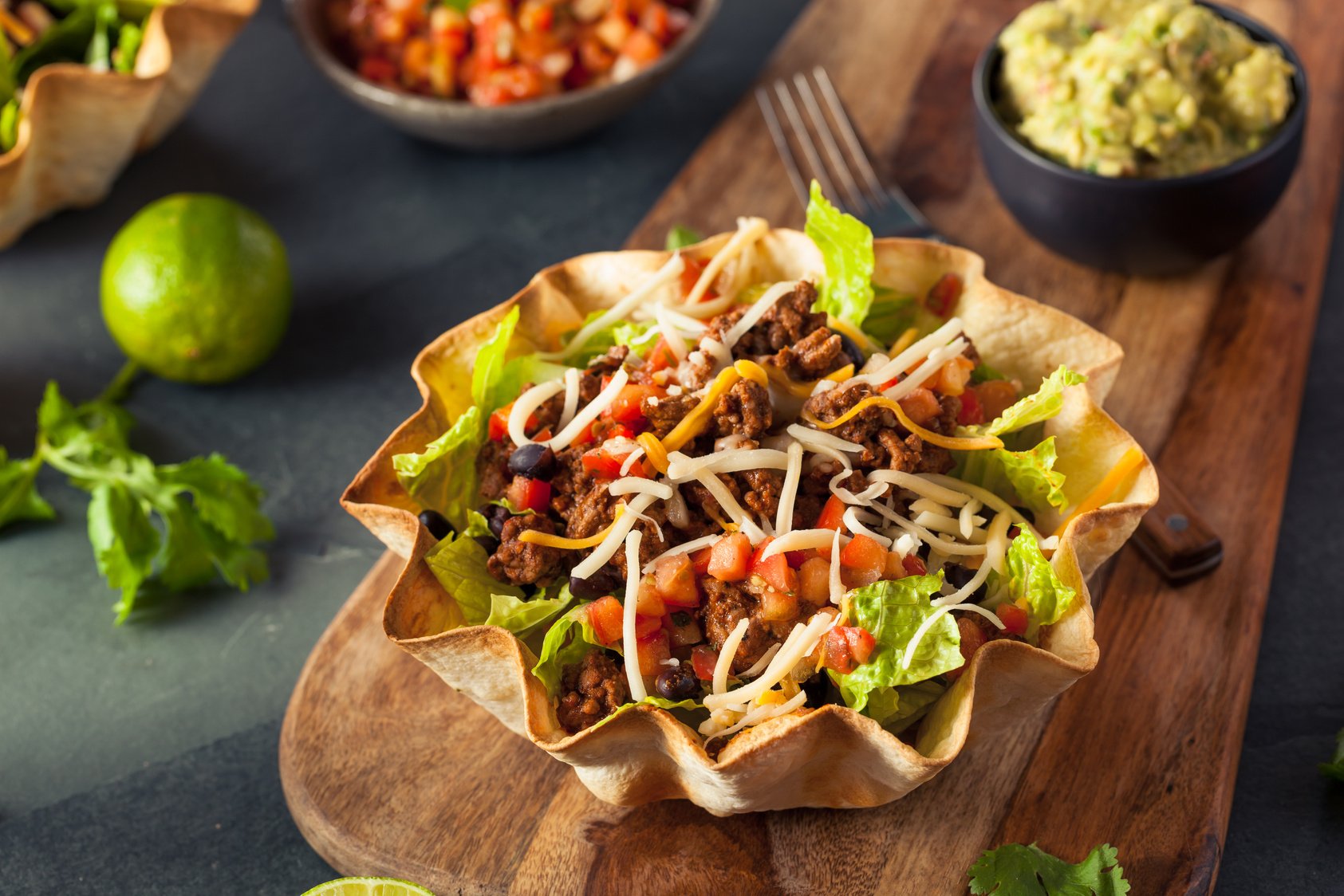 Taco Salad in a Tortilla Bowl